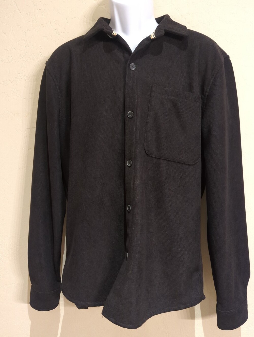Outlander Mens SzL Corduroy Shirt Jacket Button Up Long Sleeve Chocolate Brown